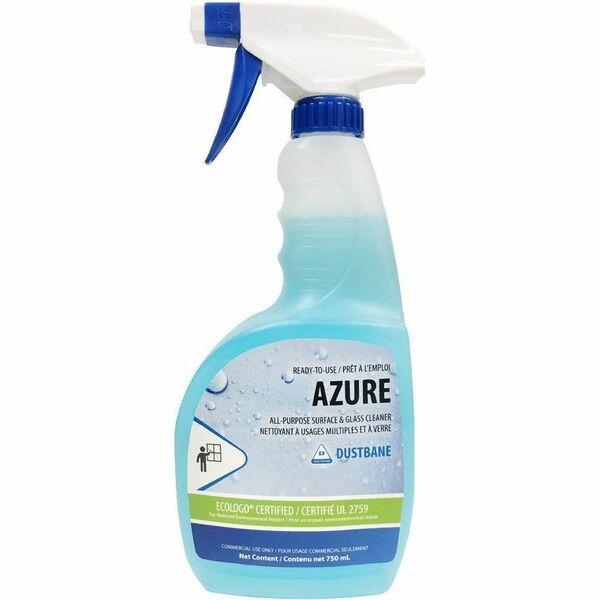 Dustbane Azure RTU All-Purpose Surface & Glass Cleaner - For Surface, Glass, Stainless Steel, Window, Chrome, Whiteboard, Hard Surface - Ready-To-Use - Liquid, Spray - 750 mL - 10.8 to 11.3 pH - Mild Scent - Non Ammoniated, APE-free, VOC-free, Ammonia-fre