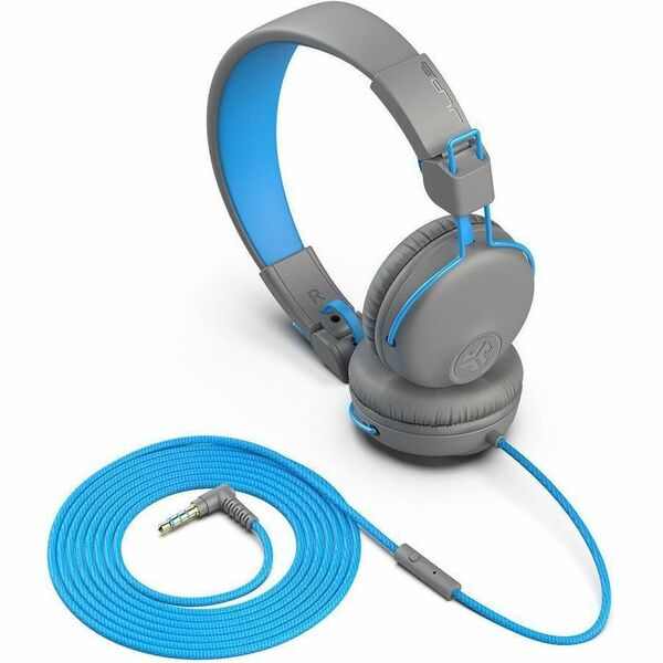 JLab Audio Studio Wired On-Ear Headphones - Stereo - Mini-phone (3.5mm) - Wired - Over-the-head, On-ear - Binaural - Circumaural - Blue, Gray