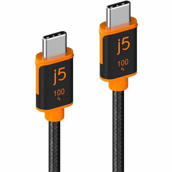 j5create USB-C 100W Sync & Charge Cable - 5.9 ft (1.80 m) USB-C Data Transfer Cable for Tablet, Smartphone, Notebook, Desktop Computer, Charger, USB Device - First End: 1 x USB Type C - Male - Second End: 1 x USB Type C - Male - 480 Mbit/s - Shielding - 2