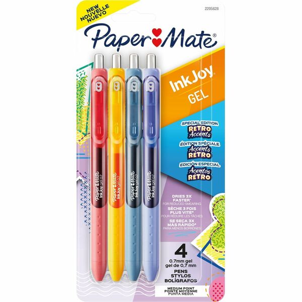 Paper Mate InkJoy Gel Pens - 0.7 mm (0.03") Pen Point - Retractable - Assorted Ink - Gel-based - 4 / Pack