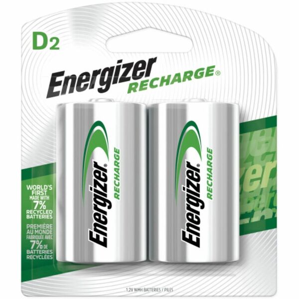 Energizer Recharge Universal Rechargeable D Batteries - For Multipurpose - Battery Rechargeable - D - 2500 mAh - 2 / Pack