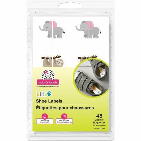 Avery Shoe Labels - Critters 1 - Waterproof - 4" Width x 6" Length - Permanent Adhesive - Assorted - 12 / Sheet - 48 Total Label(s) - 48 / Pack - Tear Resistant, Durable, Peel & Stick