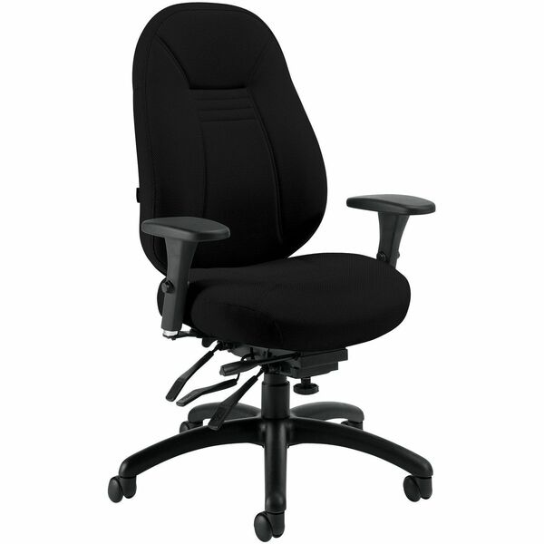 Global Obusforme Chair - Medium Back - Fusion Fabric - Armrest - 1 Each