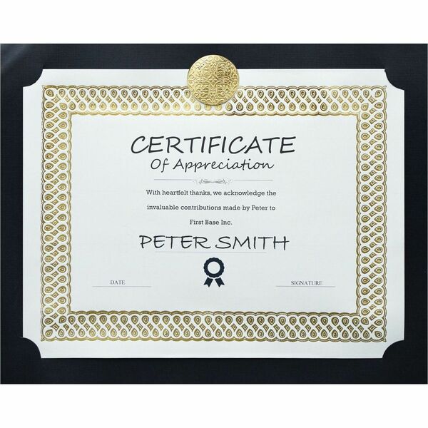 St. James&reg; Elite™ Medallion Presentation Cards/Certificate Holder, Black with Gold Medallion, Pack of 25, 83483