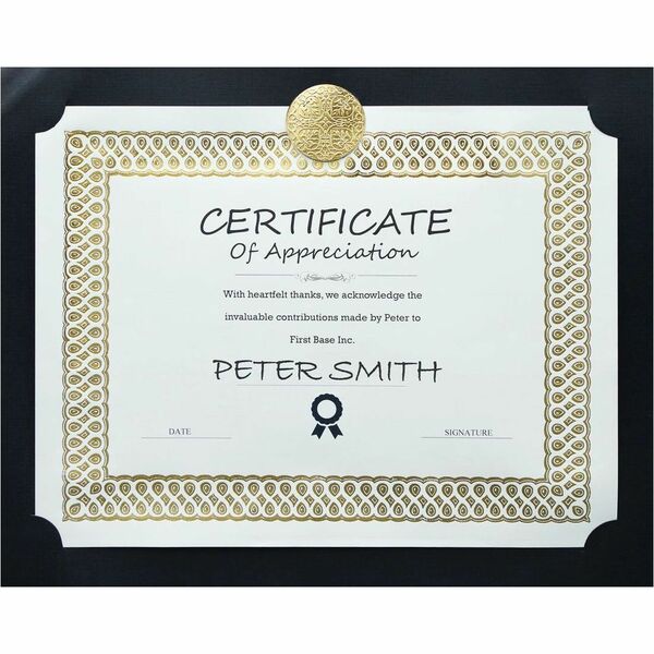 St. James&reg; Elite Letter Recycled Certificate Holder - Cover Stock - Black, Gold Foil - 25 / Pack
