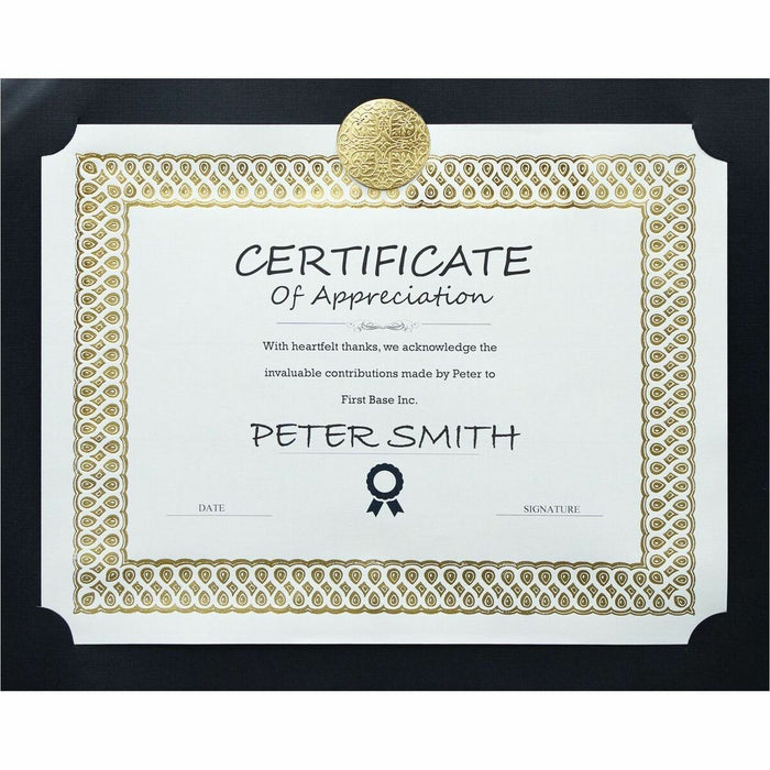 St. James&reg; Elite™ Medallion Presentation Cards/Certificate Holder, Black with Gold Medallion, Pack of 25, 83483