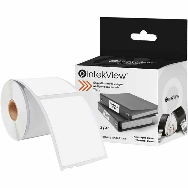 IntekView Multipurpose Labels - 2 1 / 8" x 2 3 / 4" (1 x 320) - 2 1/8" (54 mm) Width x 2 3/4" (70 mm) Length - Thermal, Direct Thermal - White - 320 / Roll - 640 Total Label(s) - 1 Roll