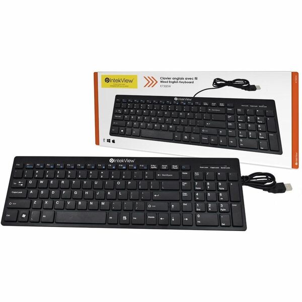 IntekView Wired Slim Keyboard V.2 English - K730EW - Cable Connectivity - USB Interface - Windows 98, Windows XP, Windows 2000, Windows 2003, Windows Vista, Windows 7, Windows 8, Windows 10 - English - PC