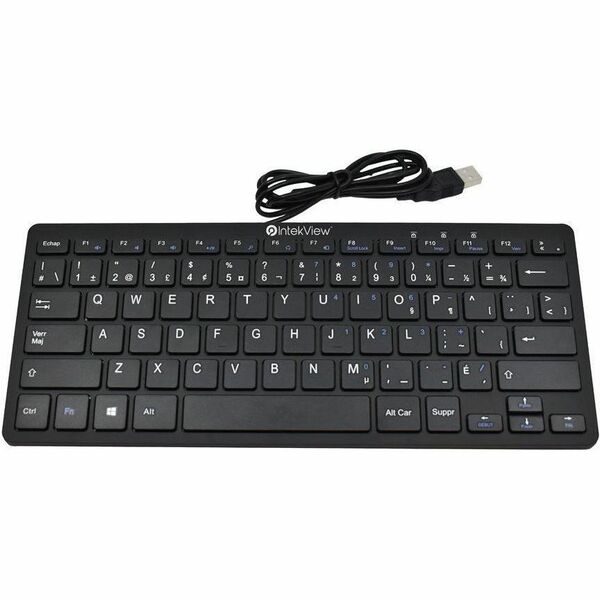 IntekView Keyboard - Cable Connectivity - USB Interface - 78 Key - Windows 98, Windows XP, Windows 2000, Windows 2003, Windows Vista, Windows 7, Windows 8, Windows 10 - French (Canada) - PC - Black