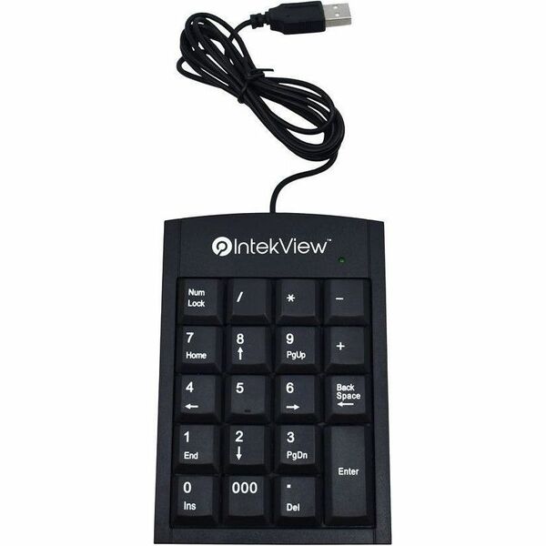 IntekView USB Numeric Keypad - EK012 - Cable Connectivity - USB Interface - 19 Key(s) - Windows 98, Windows ME, Windows XP, Windows Vista, Windows 7, Windows 8, Windows 10, Mac OS X 10.4 - PC, Mac