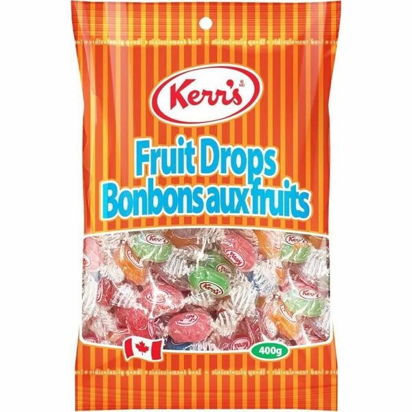 Kerr's Fruit Drops 400g - Watermelon, Blue Raspberry, Cherry, Orange, Lime, Grape, Strawberry, Peach - No High Fructose Corn Syrup, Peanut-free, Nut-free, Gluten-free - 400 g - 1 Each