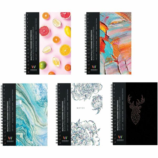 Merangue Graphic Notebook, 5-3/4 x 8-1/4" - 160 Pages - Ruled Margin - 8.25" (209.55 mm) x 5.75" (146.05 mm) - 1 Each