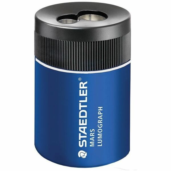 Staedtler Mars Lumograph Manual Pencil Sharpener - 2 Hole(s) - 1.97" (50.04 mm) Height x 2.95" (74.93 mm) Width - Metal, Plastic - Assorted - 1 Each