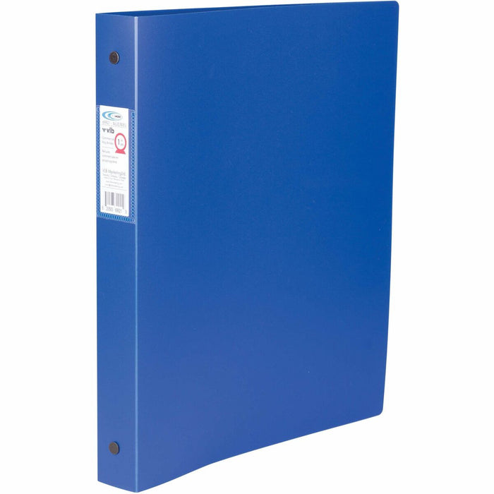 VLB Poly Round Ring Binder - 1" (25.40 mm) Binder Capacity - Fastener: Round Ring - Pocket: Spine, Internal - Poly, Polypropylene - Blue - Storage Pocket, PVC-free, Recyclable - 1 Each