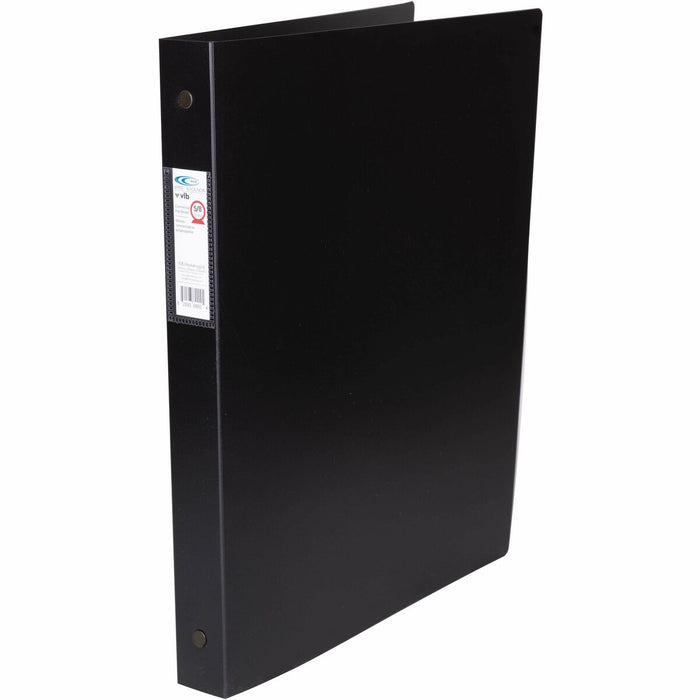 VLB Poly Round Ring Binder - 1" (25.40 mm) Binder Capacity - Fastener: Round Ring - Pocket: Spine, Internal - Poly, Polypropylene - Black - Storage Pocket, PVC-free, Recyclable - 1 Each