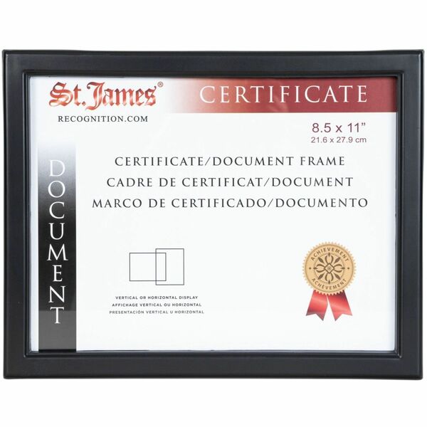 St. James&reg; Certificate/Document/Diploma Frame, 8.5x11" , Black, 83913