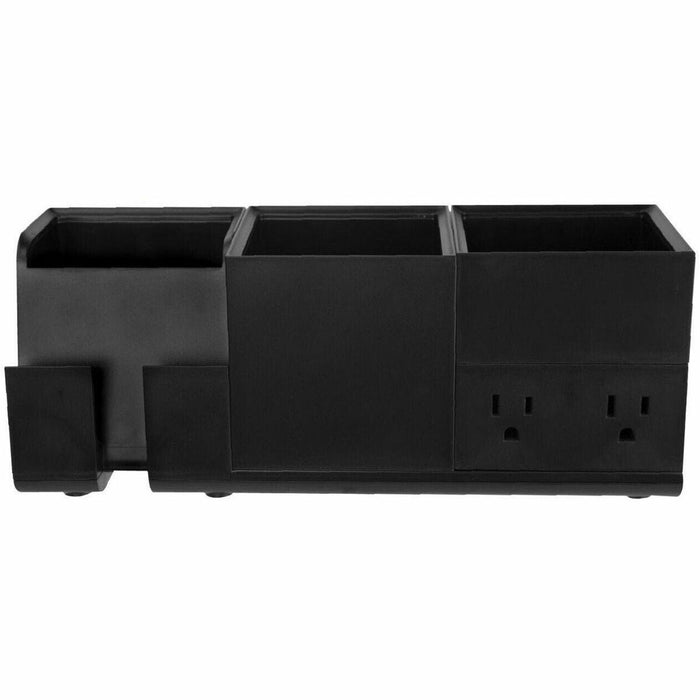 Bostitch Konnect Stackable Desk Organizer + Power Station, 4-Piece, Black - 4.1" (104.14 mm) Height x 10.5" (266.70 mm) Width x 4.1" (104.14 mm) Depth - Desktop - Stackable - Stackable, Cable Management, USB Port, Removable, Storage Tray, Non-slip Feet, R