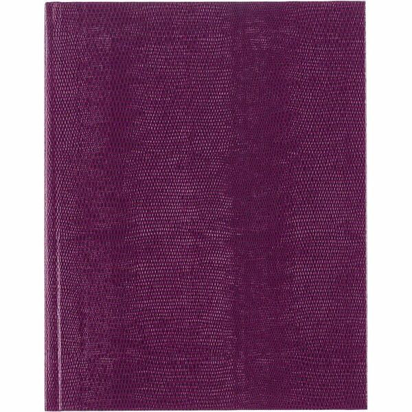 Blueline Executive Journal, A10 - 150 Pages - Perfect Bound - Ruled Front Ruling - Blue Margin - 10.75" (273.05 mm) Height x 8 1/2" (21.59 cm) Width - White Paper - Dark Raspberry Lizard Cover - Hard Cover, Ribbon Marker, Sturdy, Durable - Recycled - 5 Ea