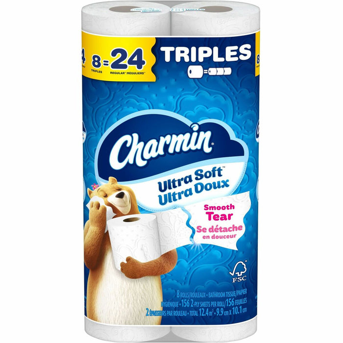 Charmin Ultra Soft Bathroom Tissue - 168 Sheets/Roll - Paper - 8 / Pack