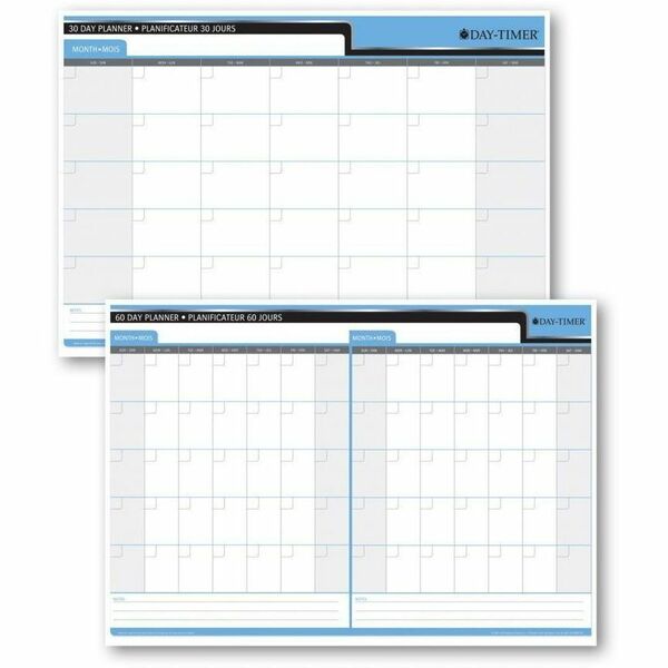 DayTimer 30/60 Day Undated Laminated Reversible Planner, 17"x 24" - Monthly, Daily - 16 45/64" (424.18 mm) x 23 3/5" (599.44 mm) Sheet Size - Wall Mount - Undated, Reversible, Flexible, Laminated, Write on/Wipe off, Dry Erase Surface - 1 Each