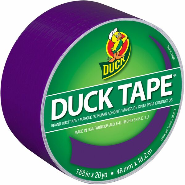 Duck Duct Tape - Purple, 1.88 in. x 20 yd. - 20 yd (18.3 m) Length x 1.88" (47.8 mm) Width - Purple - For Wood, Vinyl, Plastic, Leather, Metal, Laminate, Indoor, Floor Marking - 1 Each