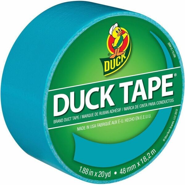 Duck Duct Tape - Aqua, 1.88 in. x 20 yd. - 20 yd (18.3 m) Length x 1.88" (47.8 mm) Width - Aqua - Curl Resistant - For Repair, Craft Project, Wood, Vinyl, Plastic, Leather, Metal, Laminate, Indoor, Floor Marking - 1 Each