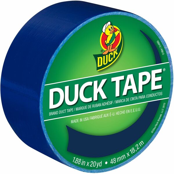 Duck Duct Tape - Blue, 1.88 in. x 20 yd. - 20 yd (18.3 m) Length x 1.88" (47.8 mm) Width - Blue - Curl Resistant - For Repair, Craft Project, Wood, Vinyl, Plastic, Leather, Metal, Laminate, Indoor, Floor Marking - 1 Each