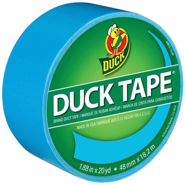 Duck Duct Tape - Electric Blue, 1.88 in. x 20 yd. - 20 yd (18.3 m) Length x 1.88" (47.8 mm) Width - Electric Blue - Curl Resistant - For Repair, Craft Project, Wood, Vinyl, Plastic, Leather, Metal, Laminate, Indoor, Floor Marking - 1 Each