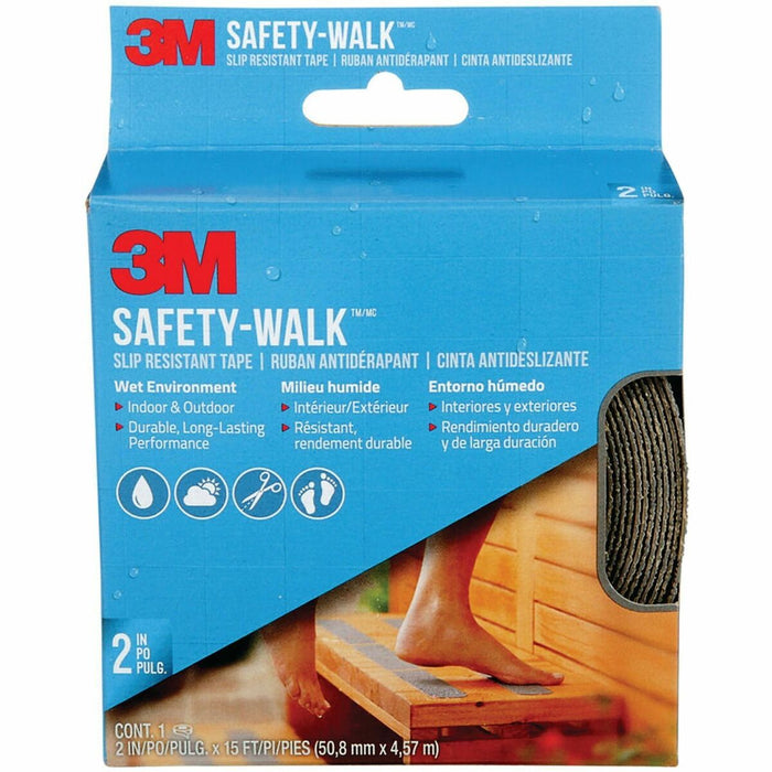 3M Slip Resistant Tread Tape - 15 ft (4.6 m) Length x 2" (50.8 mm) Width - Gray - Slip Resistant, Crack Resistant, Peel Resistant, Mold Resistant, Mildew Resistant - For Indoor, Outdoor, Metal, Wood, Concrete, Stairway, Step, Ladder, Boat Deck, Home - 1 E