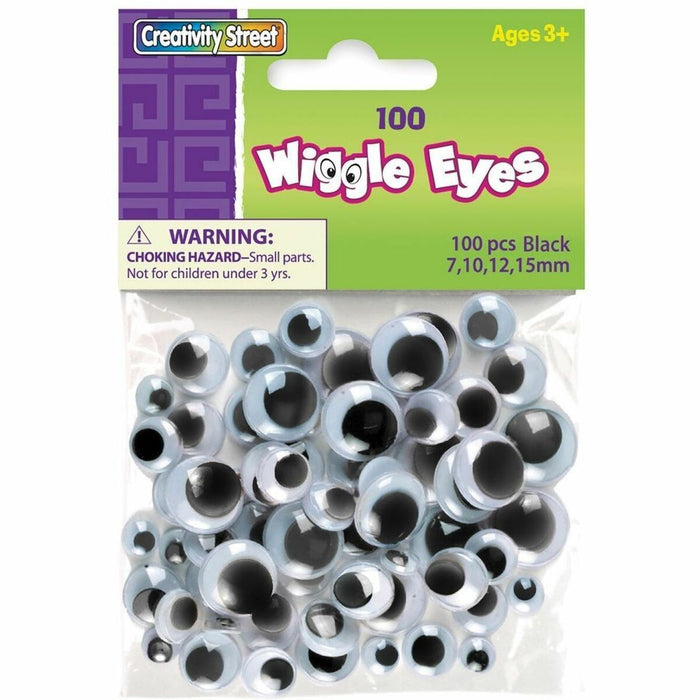 Creativity Street Wiggle Eyes Packages - Assortments - Project, Craft - 100 Piece(s) - Black - 100 / Pack