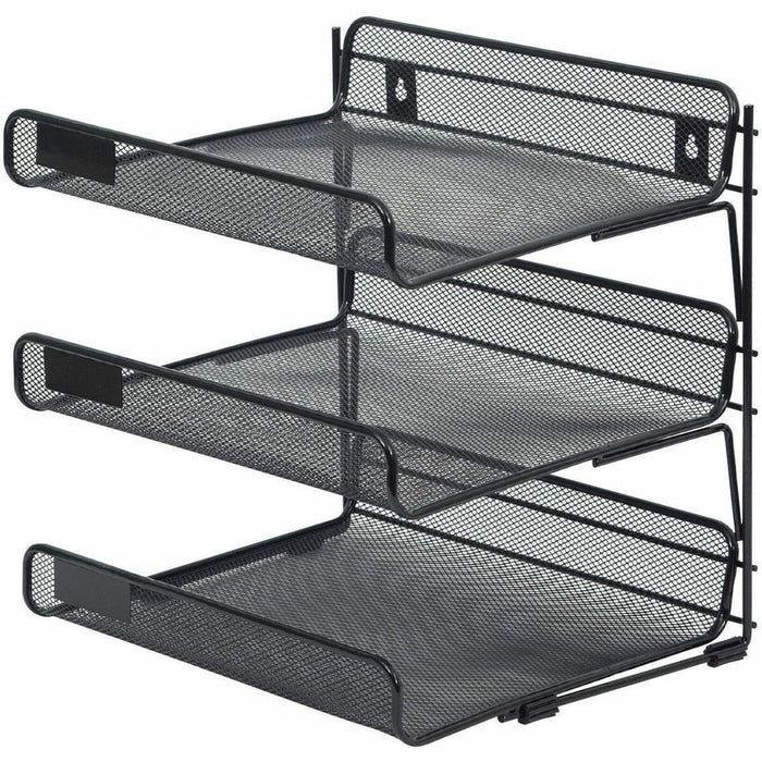 Merangue Mesh Desk Accessory 3 Tier Tray - 3 Tier(s) - Desktop - Black - Mesh - 1 Each