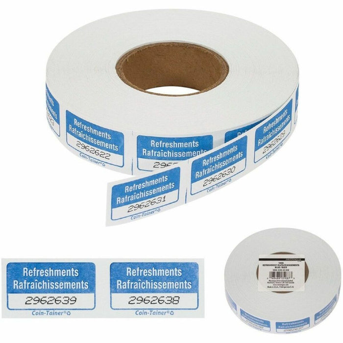 Merangue Single Ticket Roll, 'Refreshments', 1000 per roll - Blue, White - 1000 / Pack