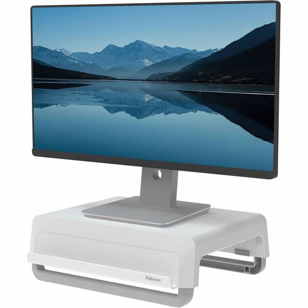 Fellowes Breyta Monitor Stand - White - For Monitor - Adjustable Height, Ergonomic