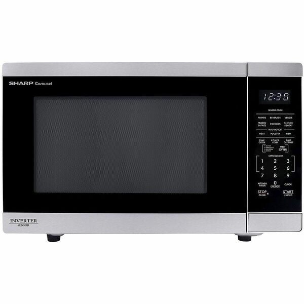 Sharp Carousel SMC1464KSC Microwave Oven - 39.64 L Capacity - Microwave - 11 Power Levels - 1.10 kW Microwave Power - 12.40" (314.96 mm) Turntable - 120 V AC - Countertop - Stainless Steel, Silver, Gray, Black