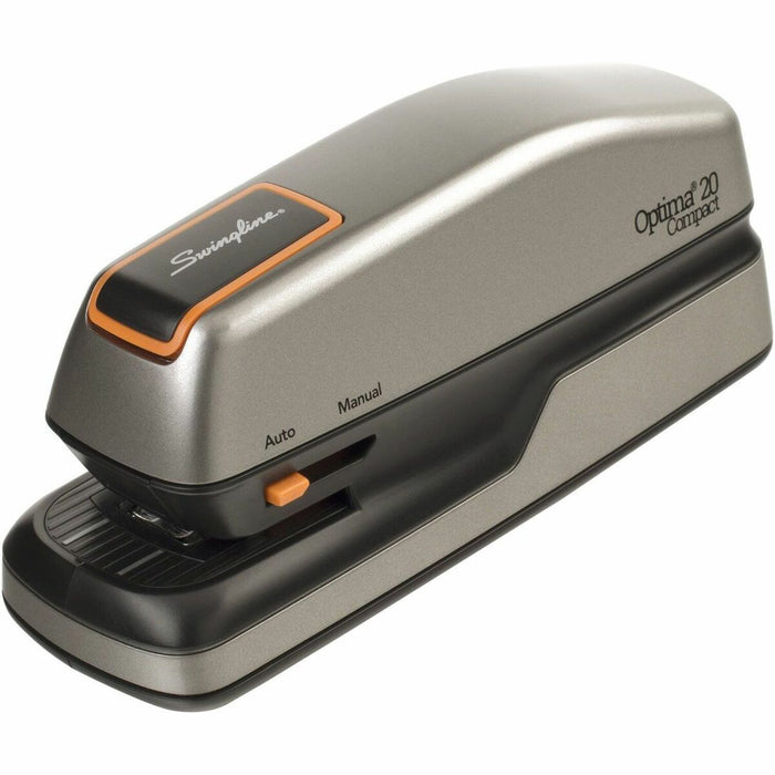 Swingline Optima Grip Electric Stapler (48207) - Staples Upto 20 Sheet - Holds Upto 105 Staple - Half Strip - 4 x AA - Silver - Plastic - 1 Each
