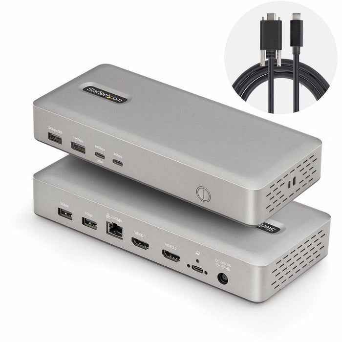 StarTech.com Dual-Monitor USB4 Docking Station, Dual 4K 120Hz or Single 8K 60Hz HDMI, 100W Laptop Charging, 2.5GbE, Driverless USB-C Dock - Dual 4K 120Hz monitors - Plug-and-play on Windows / ChromeOS; Driverless (not compatible with macOS) - Ideal for sh