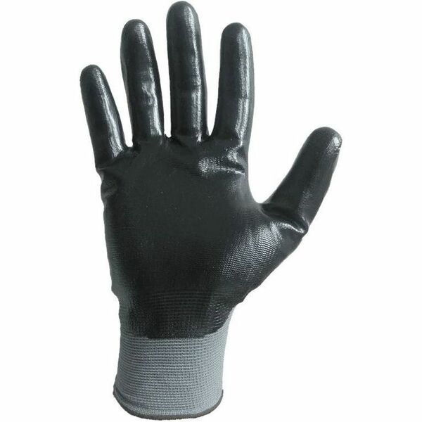 FLEXSOR Nitrile Palm Coated Nylon Gloves - Abrasion Protection - Nitrile Coating - 10 Size Number - X-Large Size - Nylon - Black - Blade Cut Resistant, Abrasion Resistant, Tear Resistant, Puncture Resistant, Latex-free, Breathable - For Assembly, Finished