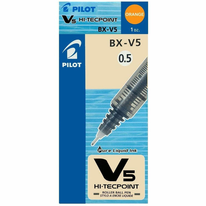Pilot Hi-Techpoint V5 - Orange Ink - Liquid - Orange Barrel - Stainless Steel Tip - 1 / Each