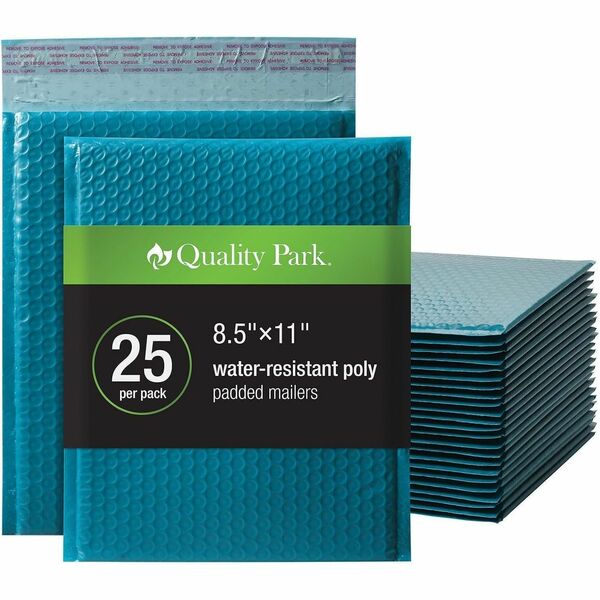 Quality Park Poly Mailers - Bubble/Shipping - 8 1/4" (209.55 mm) Width x 11" (279.40 mm) Length - Peel & Seal - Blue - Poly - 25 / Box