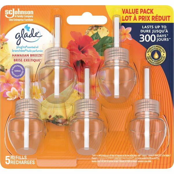 Glade Hawaiian Breeze Scented Refill - Oil - Hawaiian Breeze - 5 / Pack - Refills