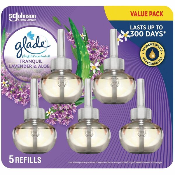 Glade Tranquil Lavender & Vanilla Scented Refill - Oil - Tranquil Lavender & Vanilla - Phthalate-free, Paraben-free, Formaldehyde-free, Nitro Musk Free, Long Lasting - 5 / Pack