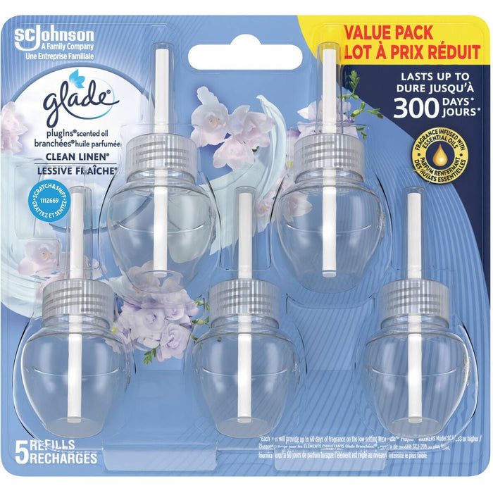 Glade PlugIns Scented Oil Refill Clean Linen - Oil - Clean Linen - Phthalate-free, Formaldehyde-free, Nitro Musk Free - 5 / Pack
