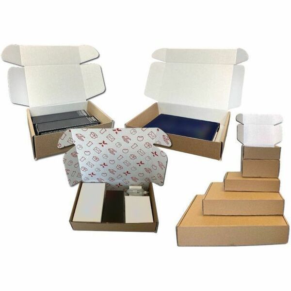 Supremex Storage Case - External Dimensions: 4" (101.60 mm) Width x 3" (76.20 mm) Depth x 6" (152.40 mm) Height - Locking Tab Closure - Double Wall - 32 ECT - Corrugated Cardboard - Kraft, Oyster White - For Cosmetics, Smartphone, Sunglasses, Cable, Charg