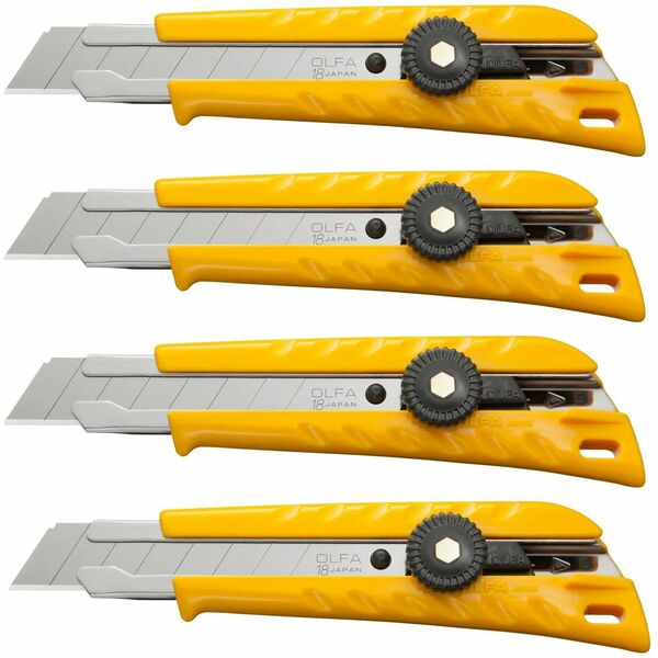 Olfa Classic Heavy Duty Ratchet-Lock Utility Knife, 4-Pack - Stainless Steel Blade - Heavy Duty, Lockable Blade, Durable, Contoured Grip - Stainless Steel, ABS Plastic - Silver - 8.66" (219.96 mm) Length - 4 / Pack