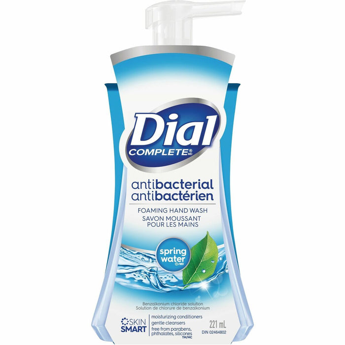 Dial Complete Foam Soap Spring Water Scent - Spring Water Scent - 221 mL - Pump Dispenser - Hand, Skin, Washroom - Moisturizing - Antibacterial - Paraben-free, Phthalate-free, Silicone-free - 1 Each