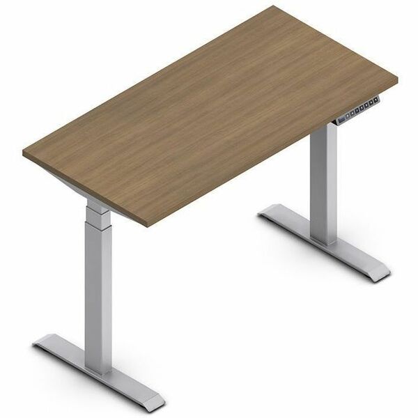 Offices To Go Newland | 48"x24" Height Adjustable Rectangular Table - 2 Legs - For - Table TopAbsolute Acajou Rectangle, Laminated Top - Tungsten 3-Stage Leg Base - 2 Legs - 120.20 kg Capacity - Height Adjustable - 48" Table Top Length x 24" Table Top Wid