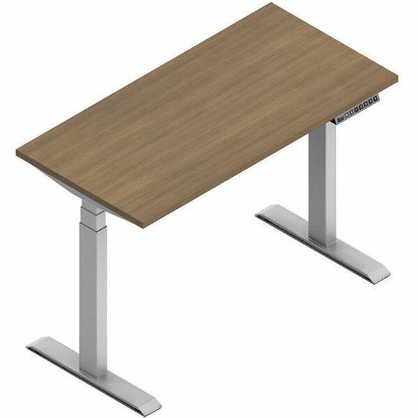 Offices To Go Newland | 48"x24" Height Adjustable Rectangular Table - 2 Legs - Noce Grigio Rectangle, Laminated Top - Tungsten 3-Stage Leg Base - 2 Legs - 265 lb (120.20 kg) Capacity - Height Adjustable - 48" (1219.20 mm) Table Top Length x 24" (609.60 mm