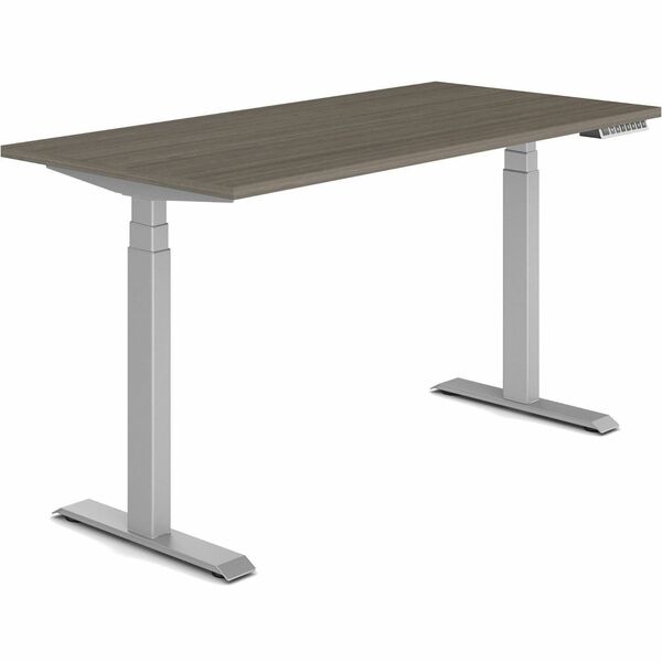 Newland 60" x 30" Height Adjustable Table, 3-Stage, Absolute Acajou/Tungsten - Offices to Go Newland Height Adjustable Table - 3-Stage - 60" x 30" - Absolute Acajou with Tungsten Base