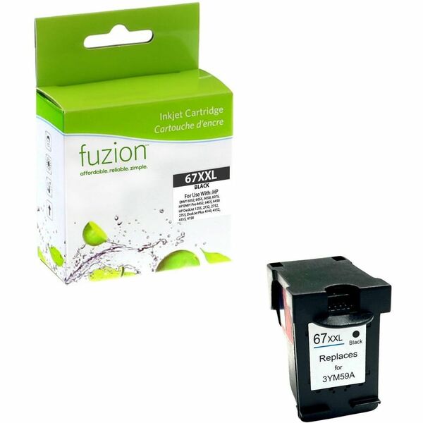 Fuzion Remanufactured Very High Yield Inkjet Ink Cartridge 67XXL - Black - 1 Each - 400 Pages