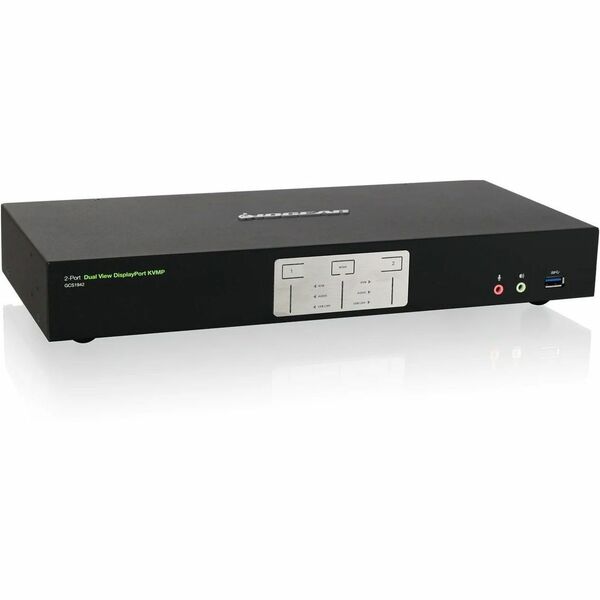 IOGEAR 2-Port 4K Dual View DisplayPort KVMP with USB 3.0 Hub and Audio - 2 Computer(s) - 1 Local User(s) - 4K - 4096 x 2160 - 1 x Network (RJ-45) - 5 x USB - 6 x DisplayPort - Desktop